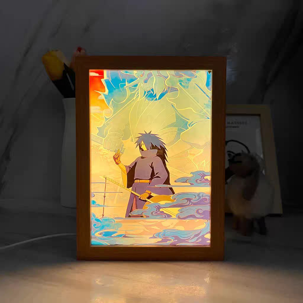 火影忍者灯光画镜子带土鸣人佐助鼬斑小夜灯床头画装饰画生日礼物图片