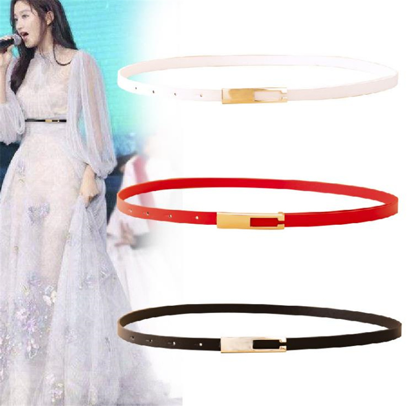 女士款修身平滑扣配裙子小皮带