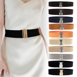 秋冬欧美简约女士弹力松紧宽腰带时尚百搭宽腰封西装连衣裙束腰带