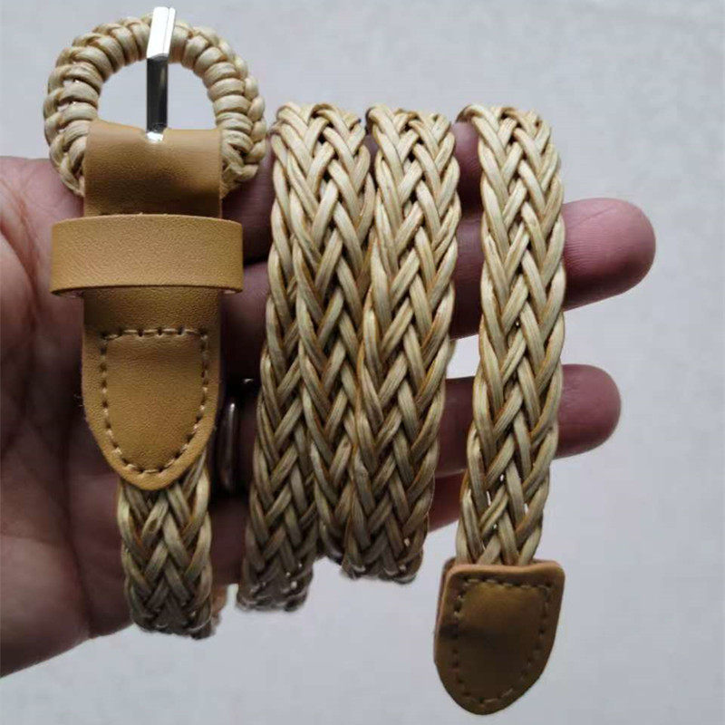 复古手工米白编织女士腰带1.5CM