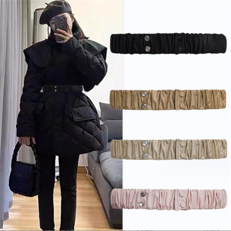 黑色羽绒服布腰带装饰简约百搭大衣毛衣连衣裙松紧腰封收腰弹力