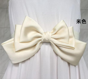 绸缎雪纺裙带大蝴蝶结女士松紧腰封韩版简约百搭装饰连衣裙宽腰带