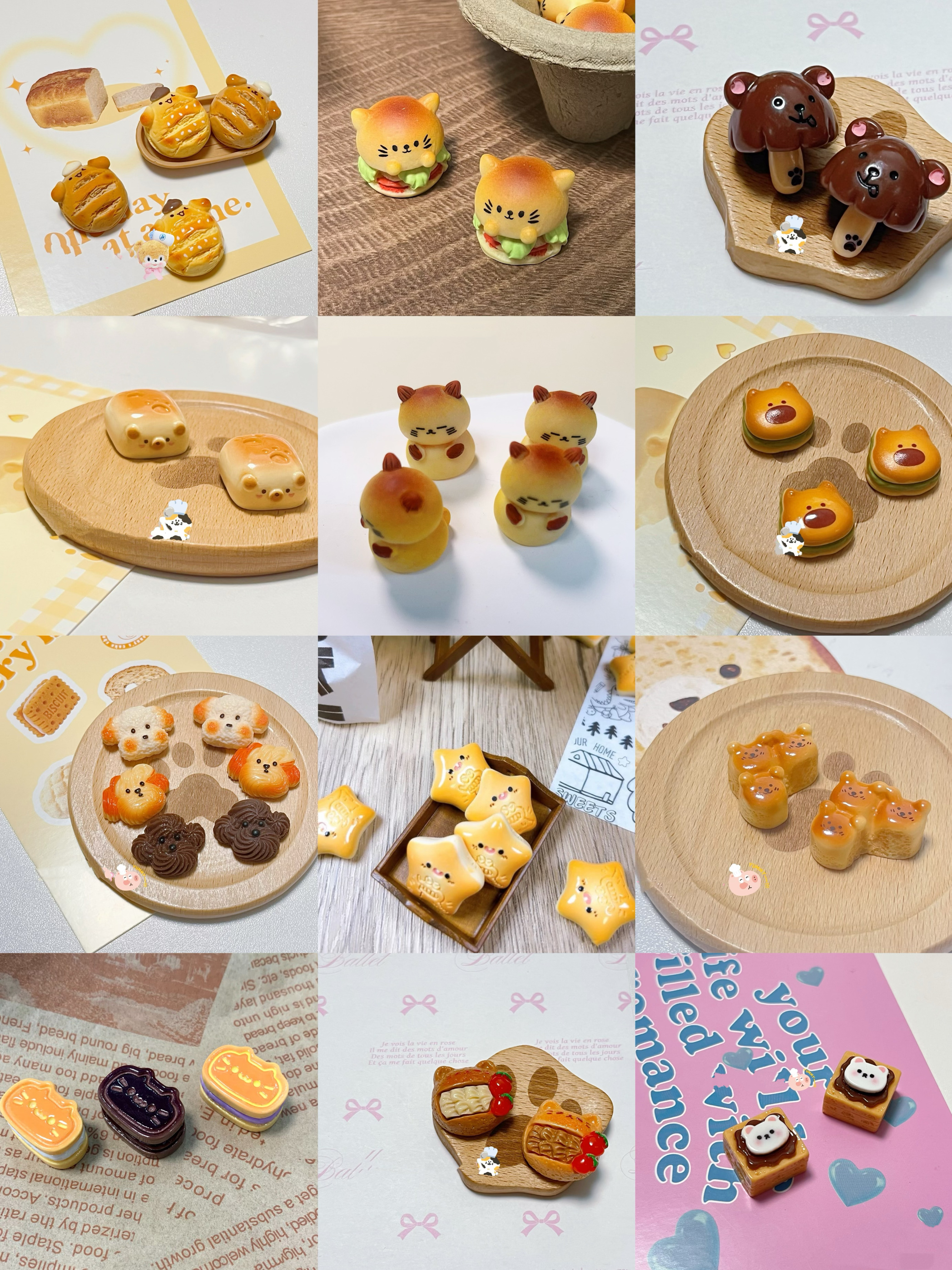树脂无孔食玩卡通配件元气汉堡猫狗tk五角星手工DIY饰品挂件珠串