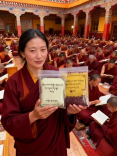 西藏色拉色院观音大明物袋装吉祥圣物甘露亿遍观音日布文启