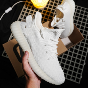 冬季柏宜椰子鞋350全白斑马男女加绒软底运动休闲鞋跑步莆田鞋