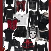 暗黑万圣节少女亚裔风Y2K欧美街拍复古蕾丝半裙性感吊带背心