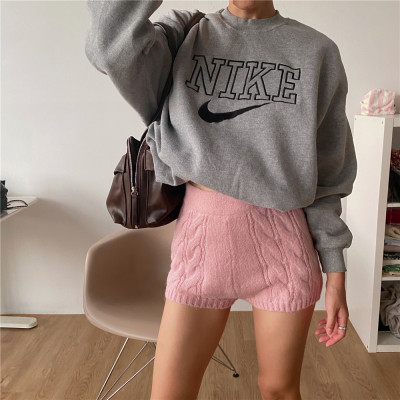 高腰毛线针织超短复古短裤