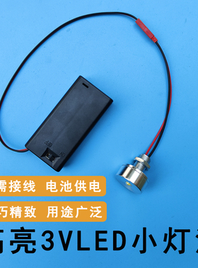 3VLED灯3W灯珠手工DIY模型教学道具电池迷你小夜灯灯笼灯泡带开关