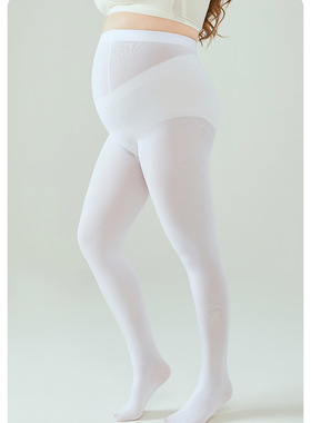 秋冬季加肥加大码超大版女童白色打底连裤袜子加厚加绒跳舞蹈儿童