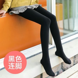 秋冬天女孩打底连裤袜子带绒加厚加绒加肥加大加档棉裤少女薄绒款