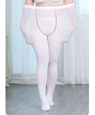 加肥加大版超大码白色打底连裤袜子夏天簿款跳舞蹈女童儿童学生棉