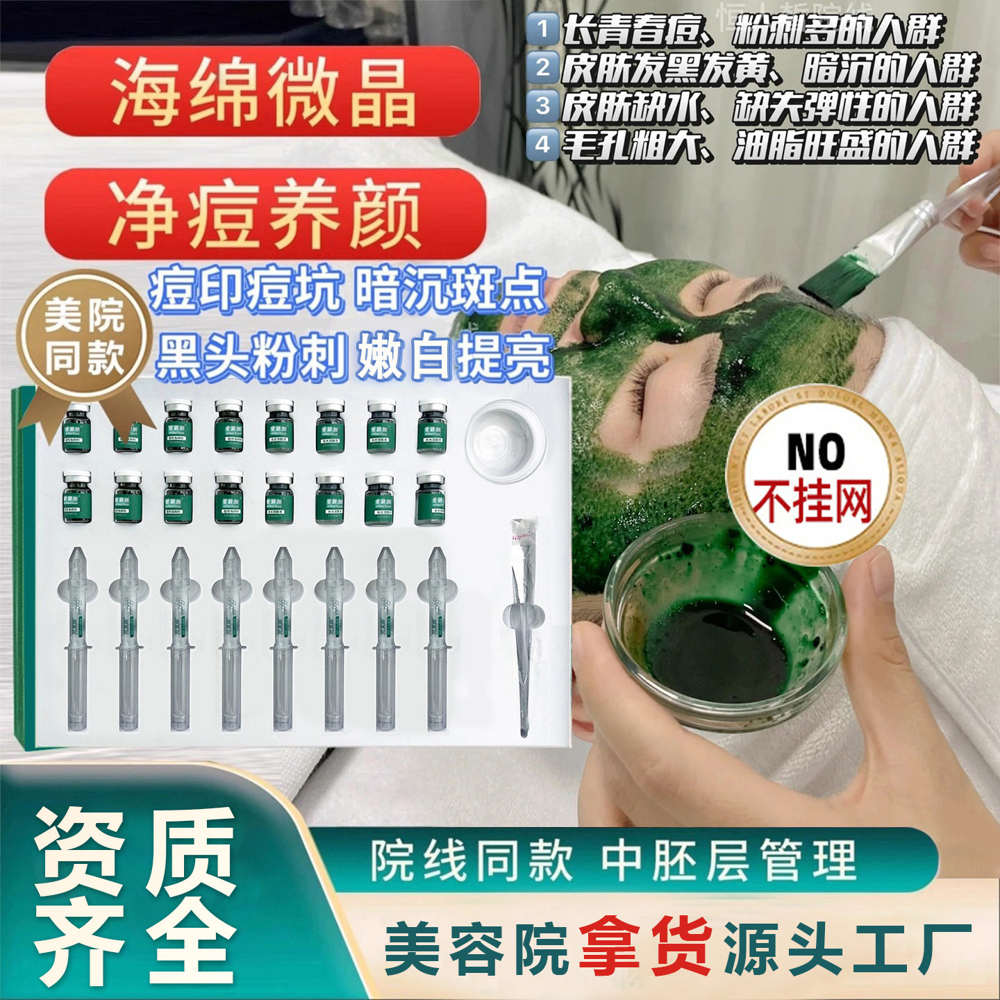 海绵微针小绿膜蓝钻海藻微晶美容院加强版院线不挂网套盒清洁毛孔