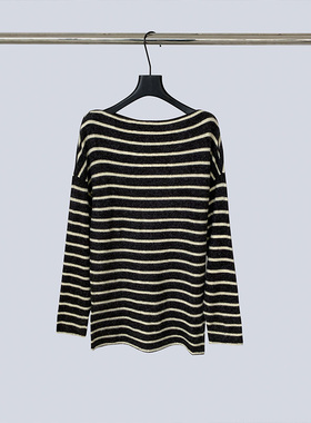 THEIRS 软糯双面绒可内搭慵懒宽松chic条纹文艺打底衫上衣女新款