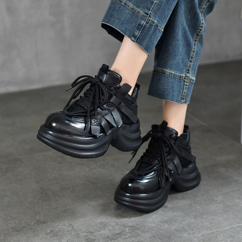 真毛羊毛真皮靴子全皮头层牛皮 厚底轻底系带短靴女