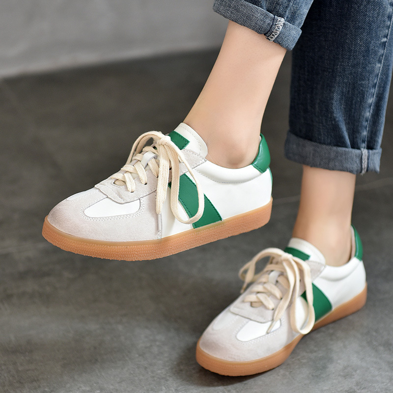 真皮休闲鞋复古擦色做旧女鞋