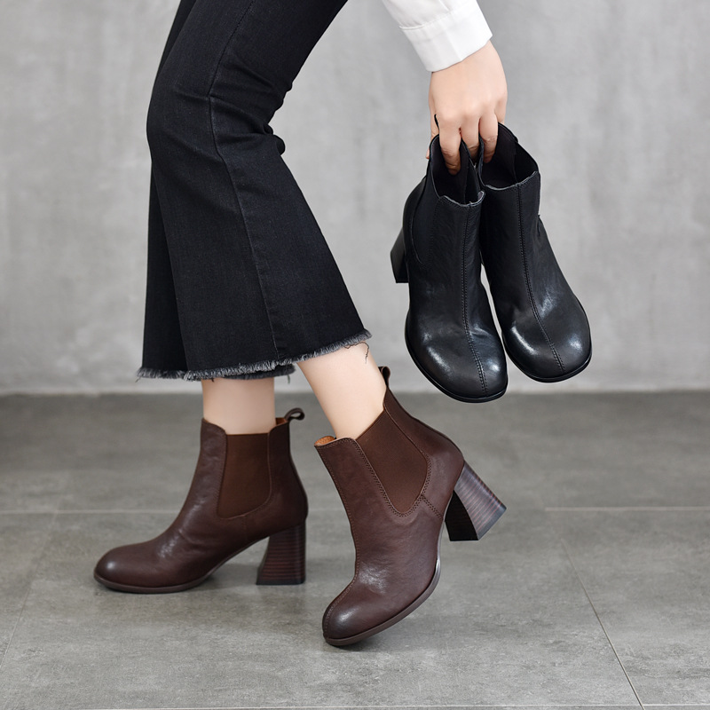 高端真皮短靴女头层牛皮