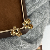 方糖家 美拉德蜂蜜超闪方块水晶耳钉轻奢小众高级感2025新款 耳饰