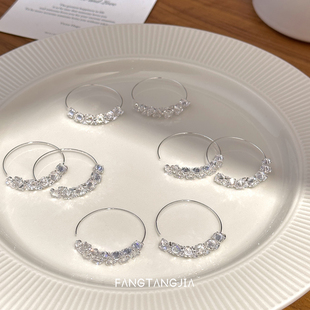 方糖家 耳饰女 晶莹剔透锆石小众圈圈耳环轻奢精致高级感2025新款