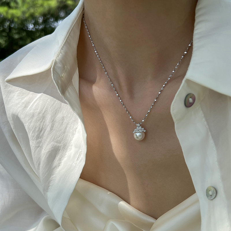 纯银施家珍珠冰雪女王精致项链女