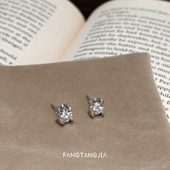 方糖家 经典 爆闪纯银D色50分莫桑钻牛头耳钉超闪轻奢高级感耳环女