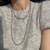 方糖家 波光粼粼真多麻色清冷高级银灰色珍珠切花项链轻奢毛衣链