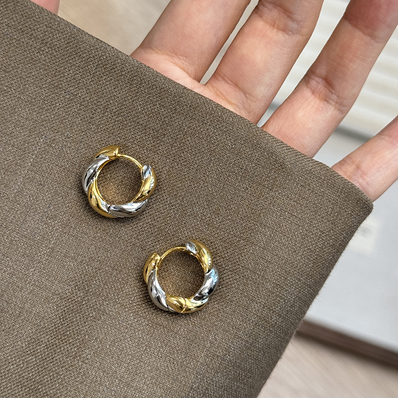 方糖家金银拼色法式麻花耳圈