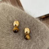 两戴美拉德虎眼石小金豆后挂耳环高级感小众新款 方糖家 一款 耳饰