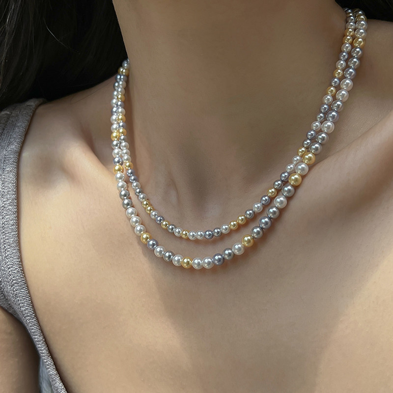 方糖家 温柔糖果彩色奥地利施家珍珠纯银项链小众设计轻奢锁骨链