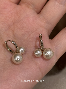 方糖家 温柔摩卡慕斯珍珠耳环小樱桃耳扣2026新款轻奢小众耳环女