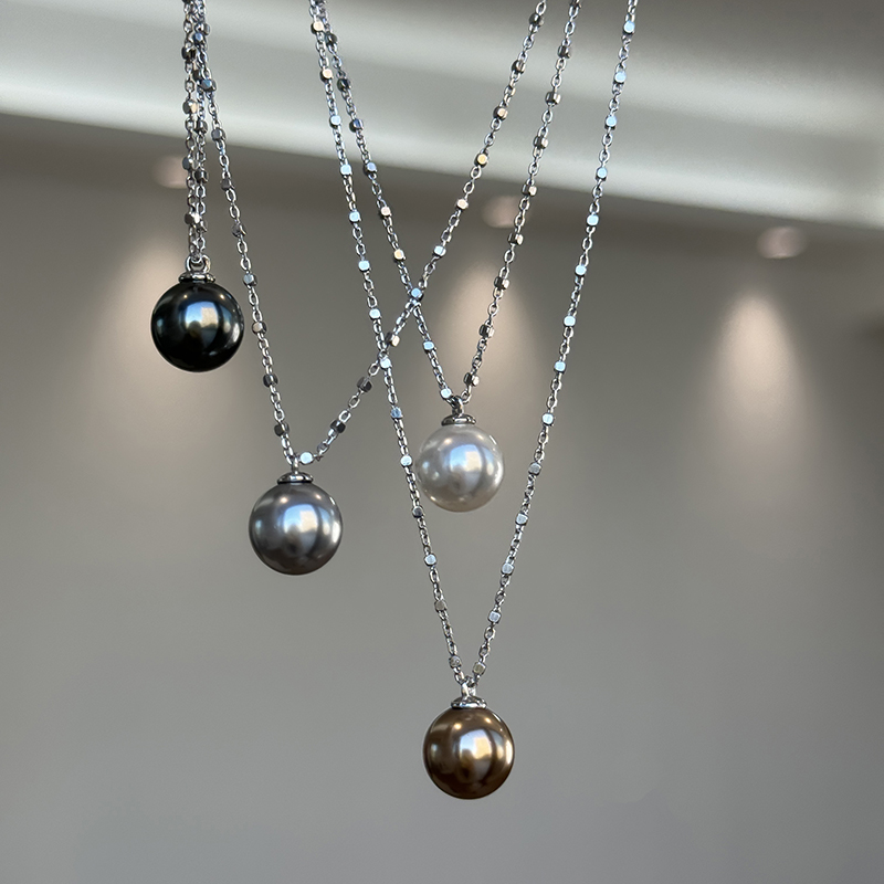 S925纯银秋冬美拉德珍珠吊坠项链