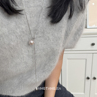 毛衣链 爆款 方糖家 轻奢秋冬曼塔玫瑰珍珠抽拉蛇骨长项链2026新款