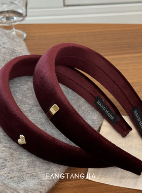 新年复古红色显白高品质丝绒金标高颅顶发箍高级感简约头饰女款