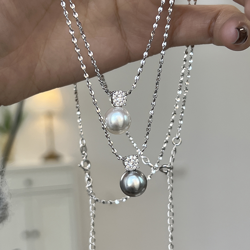 方糖家施家珍珠纯银星光链项链