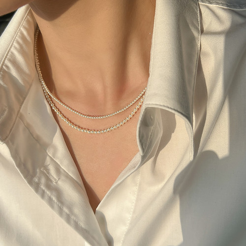 精选2mm/3mm施家正圆珍珠项链女