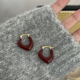 个性 方糖家 车厘子复古红金属几何耳环汗小众设计高级感时尚 耳饰