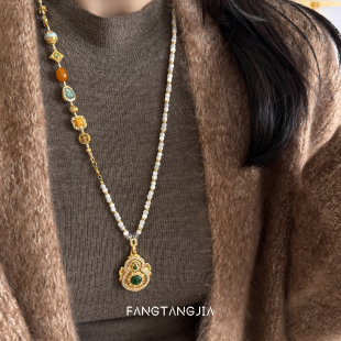 轻奢毛衣链女 葫芦长项链2026新款 方糖家 原创多宝翡翠蜜蜡新中式