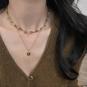 2025新款 方糖家 美拉德虎眼石叠戴咖色串珠项链小众轻奢女款 颈链