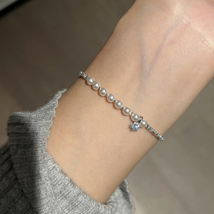 方糖家 奥地利施家珍珠S925纯银碎银子手链小众设计女生叠戴手饰