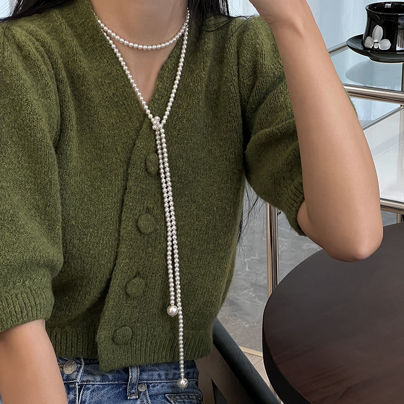 方糖家多种戴法经典白珍珠项链