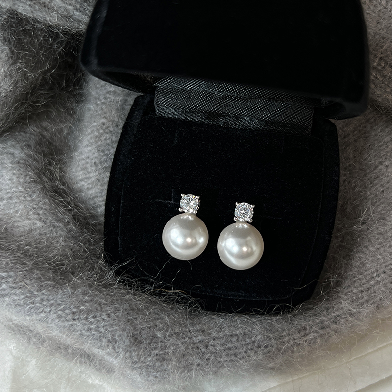 方糖家 正圆施家强光珍珠纯银气质耳钉高级感简约复古耳环女新款,饰品/流行首饰/时尚饰品新,耳环,淘宝优惠券,粉丝福利购,淘宝优惠卷