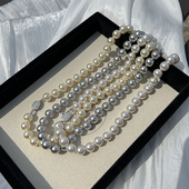 方糖家 宝扣打结珍珠项链小众设计颈链 纯银镶钻元 倪妮同款 升级版