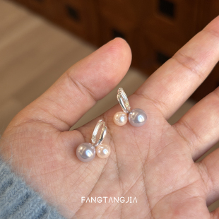 耳饰 爆款 方糖家 温柔春日烟紫粉珍珠樱桃耳圈2026巨好看耳环新款