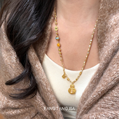 方糖家 原创多宝蜜蜡翡翠水沫玉古法葫芦项链新年高级感毛衣链女