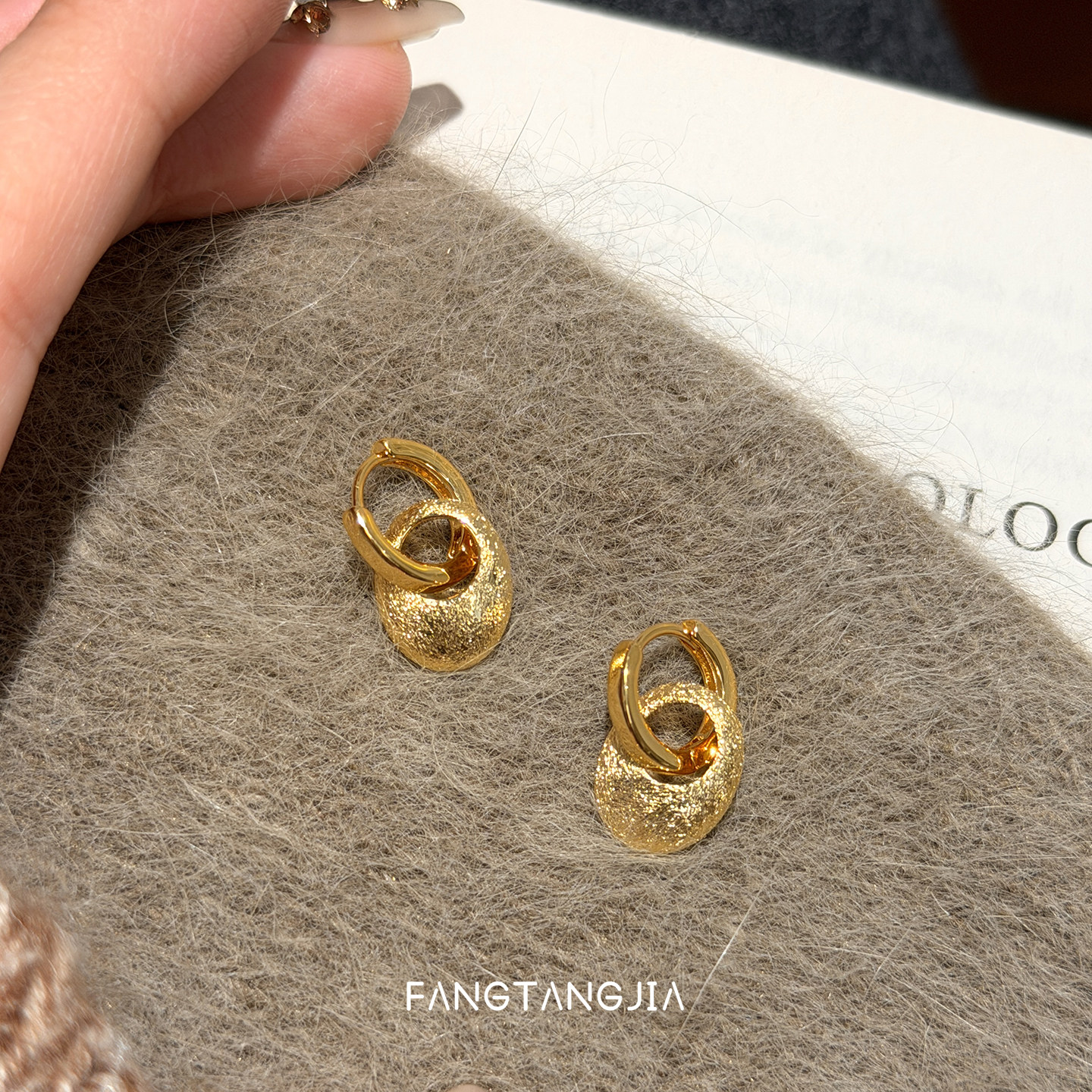 方糖家小金豆秋冬复古金色耳扣