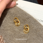 方糖家 独特小众设计女耳环 小金豆秋冬复古金色圈圈耳扣2026新款