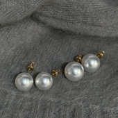 经典 方糖家 强冷光冰雪莹白fever博主同款 大珍珠耳环高级感耳钉女