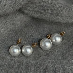 大珍珠耳环高级感耳钉女 经典 方糖家 强冷光冰雪莹白fever博主同款