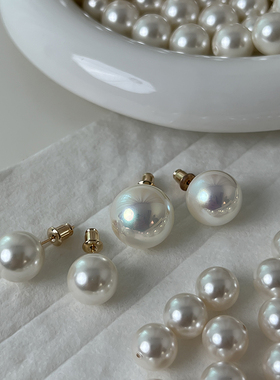 方糖家 fever博主同款珍珠耳钉S925银针韩国网红气质耳环耳夹女