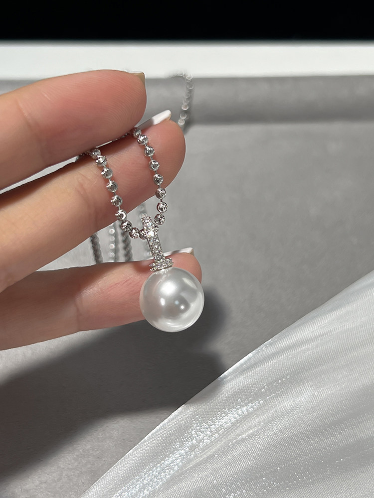 FANGTANGJIA YINGRUNAO 화이트 크리스탈 진주 유니버설 버클  플래시 비드 목걸이 라이트 럭셔리 틈새 스웨터 체인 여성을위한