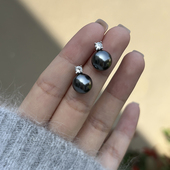 方糖家 经典 四爪锆石S925纯银大溪地色奥地利施家珍珠耳钉耳环女